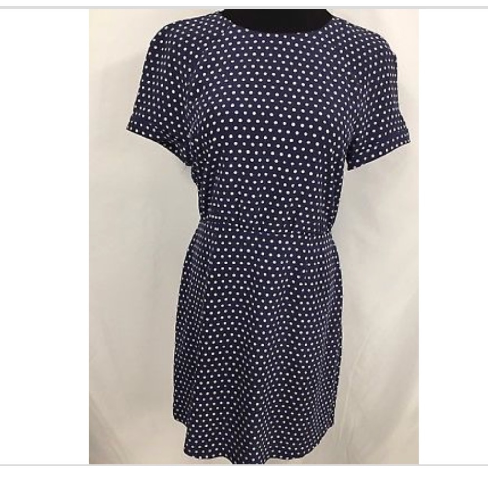Silk polka dot navy and white dress